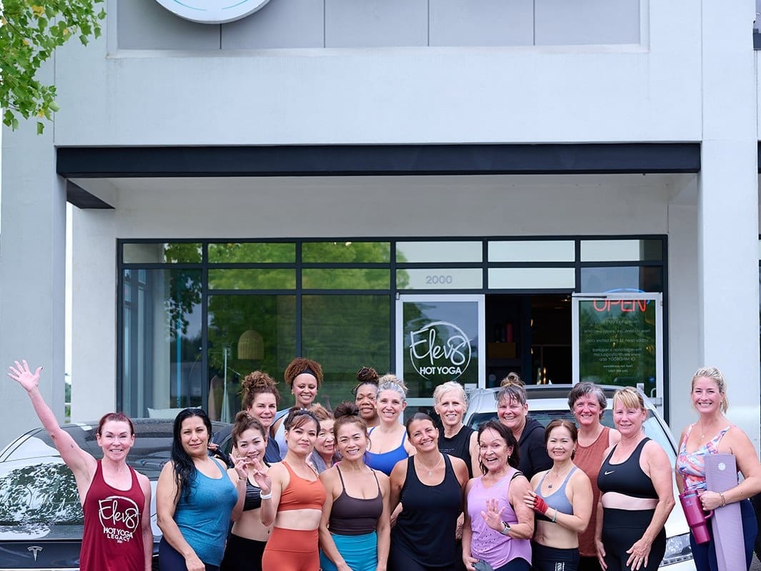 Elev8 Hot Yoga community outside the studio